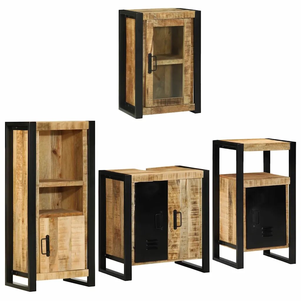 vidaXL Комплект мебели за баня 4 бр. Кафяво 55 x 35 x 60 см