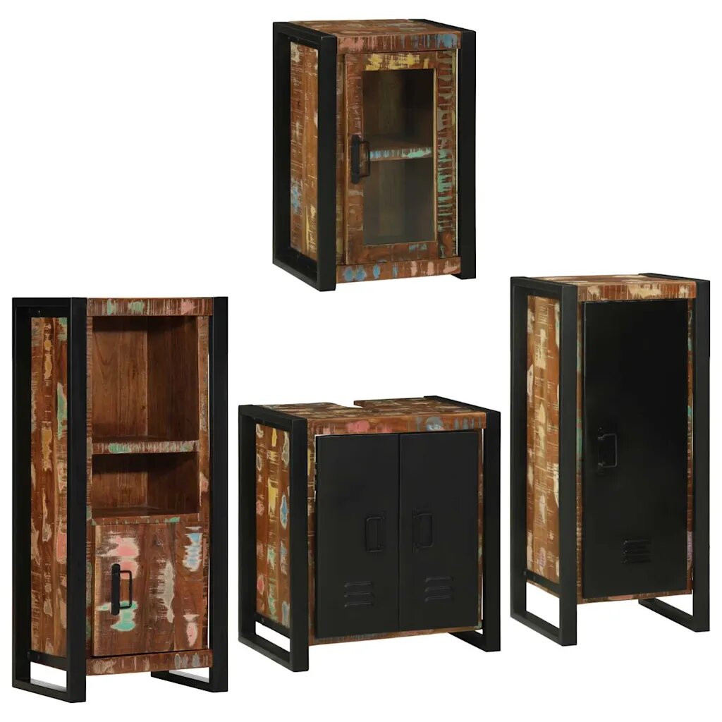 vidaXL Комплект мебели за баня 4 бр. Многоцветен 55 x 35 x 60 см