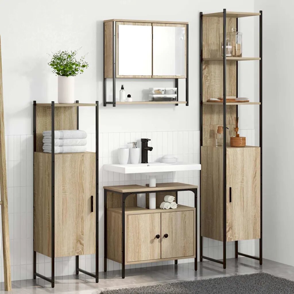 vidaXL Комплект мебели за баня 4 бр. Сонома дъб 33 x 33 x 1855 см