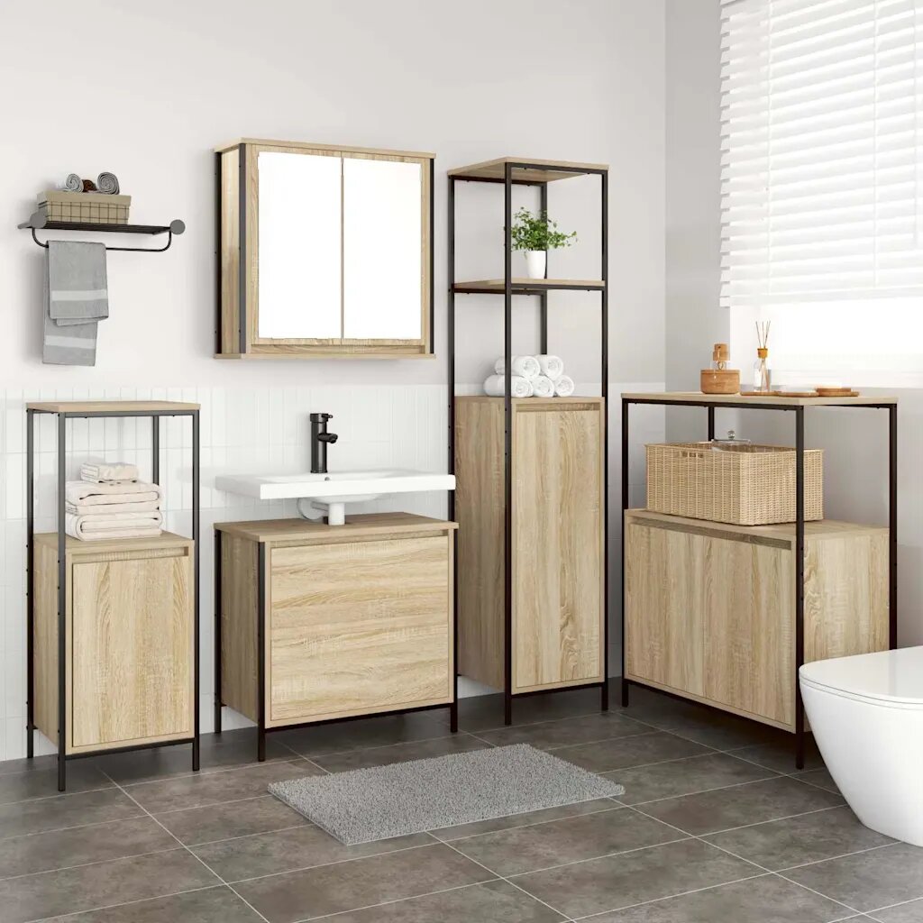 vidaXL Комплект мебели за баня 5 бр. Бежово 36 x 35 x 165 см