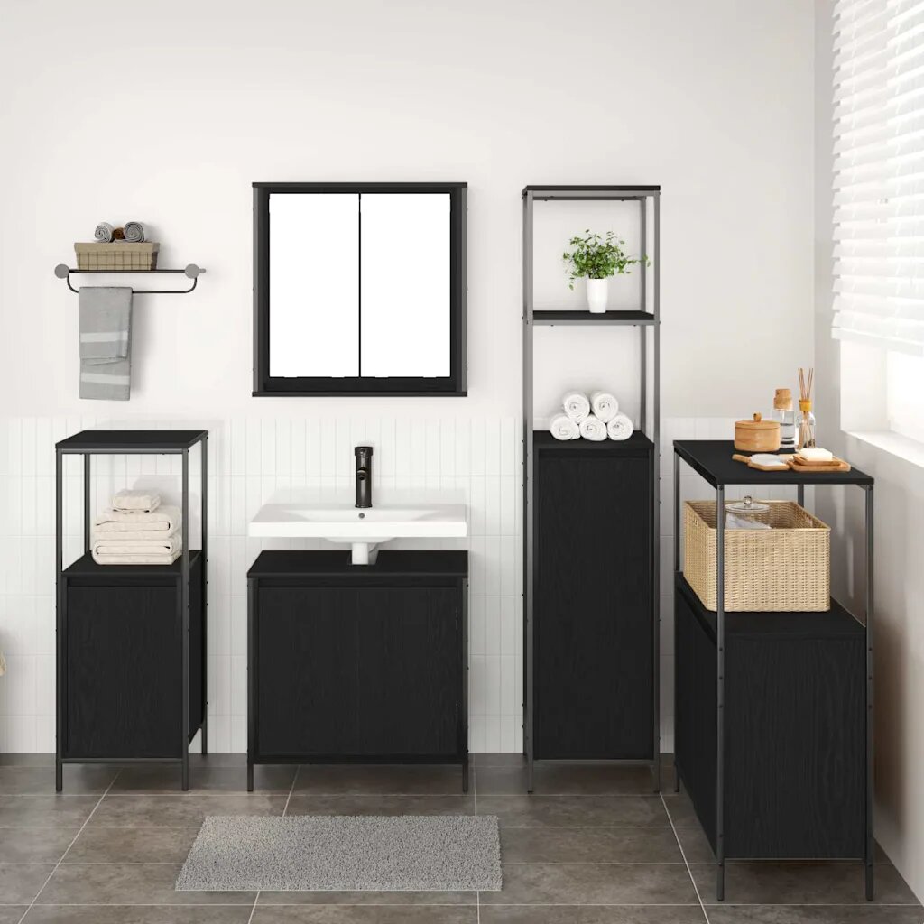 vidaXL Комплект мебели за баня 5 бр. Черния дъб 36 x 35 x 165 см