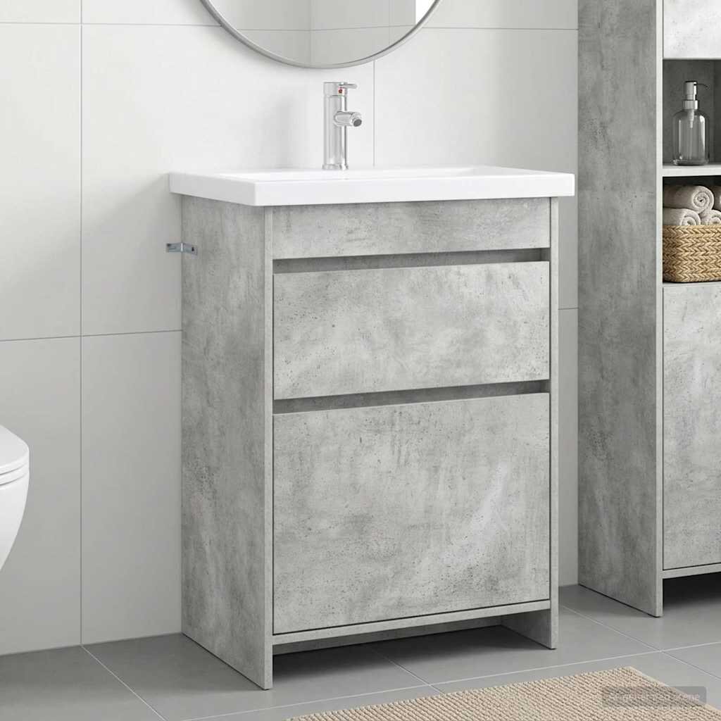 vidaXL Комплект мебели за баня Бетонно сиво 61 x 40 x 845 см