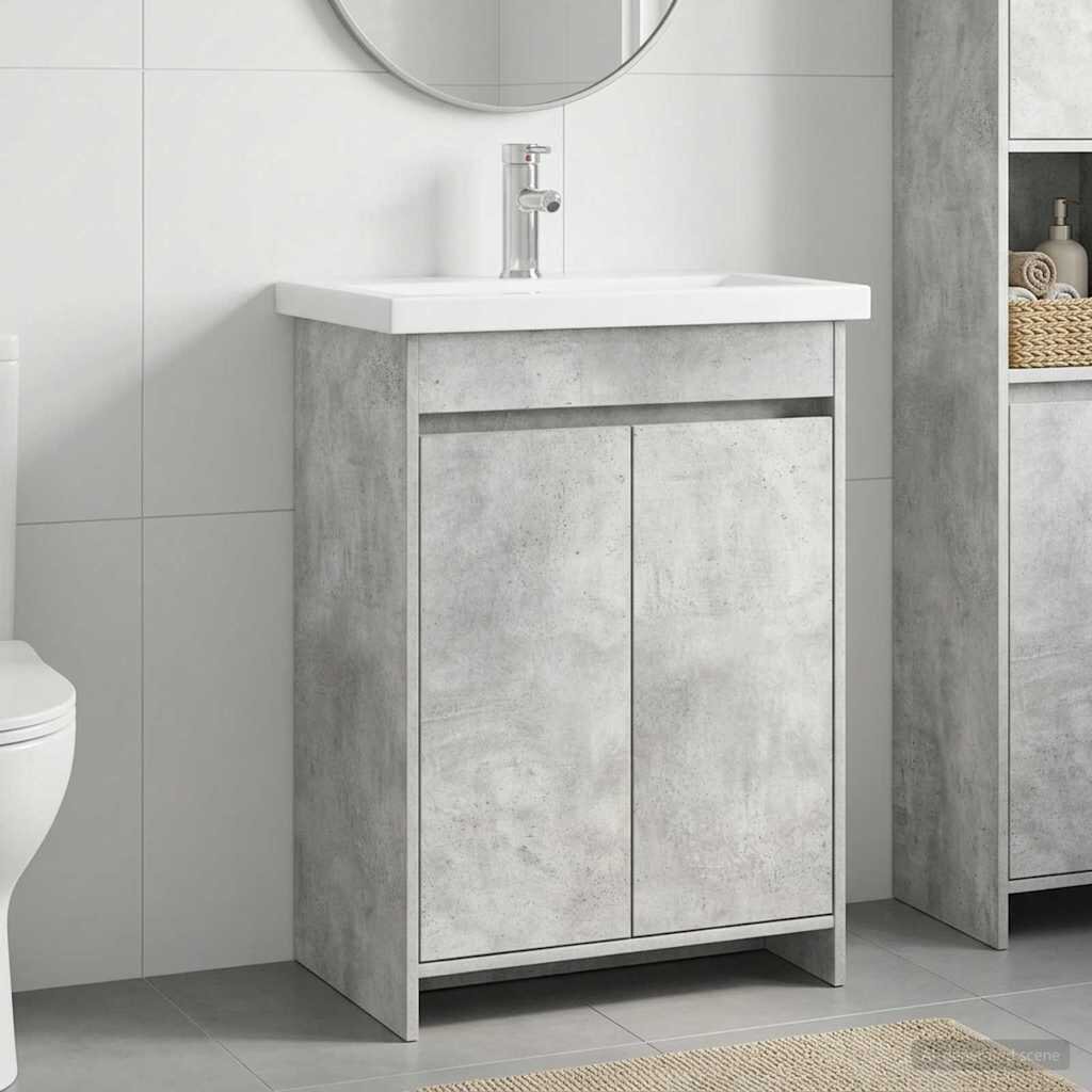 vidaXL Комплект мебели за баня Бетонно сиво 61 x 40 x 845 см