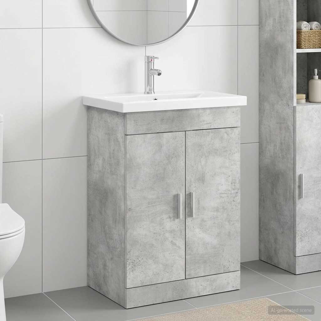 vidaXL Комплект мебели за баня Бетонно сиво 61 x 40 x 845 см