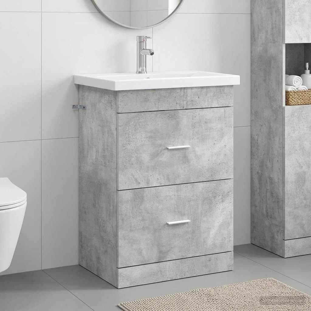 vidaXL Комплект мебели за баня Бетонно сиво 61 x 40 x 845 см