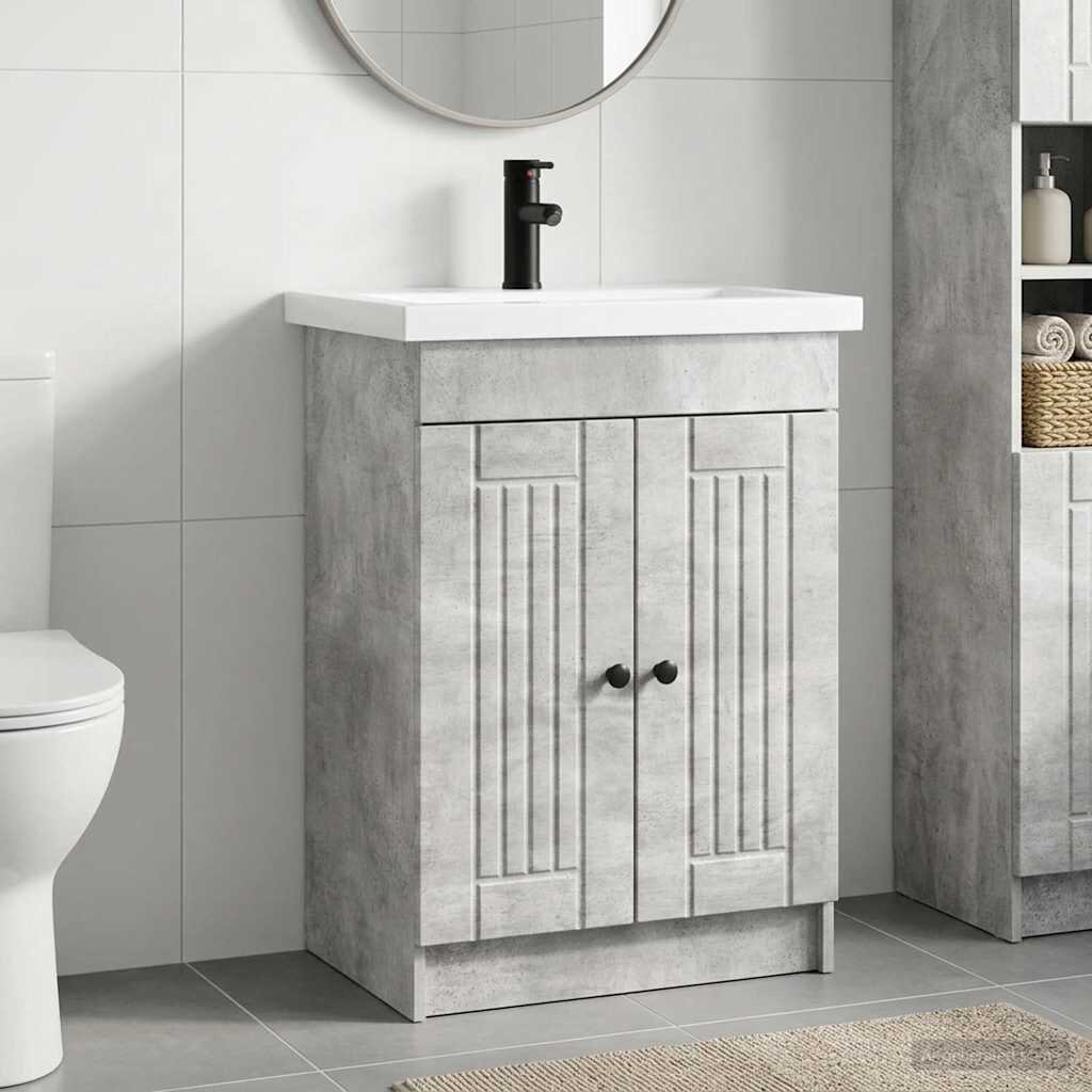 vidaXL Комплект мебели за баня Бетонно сиво 785 x 375 x 81 см