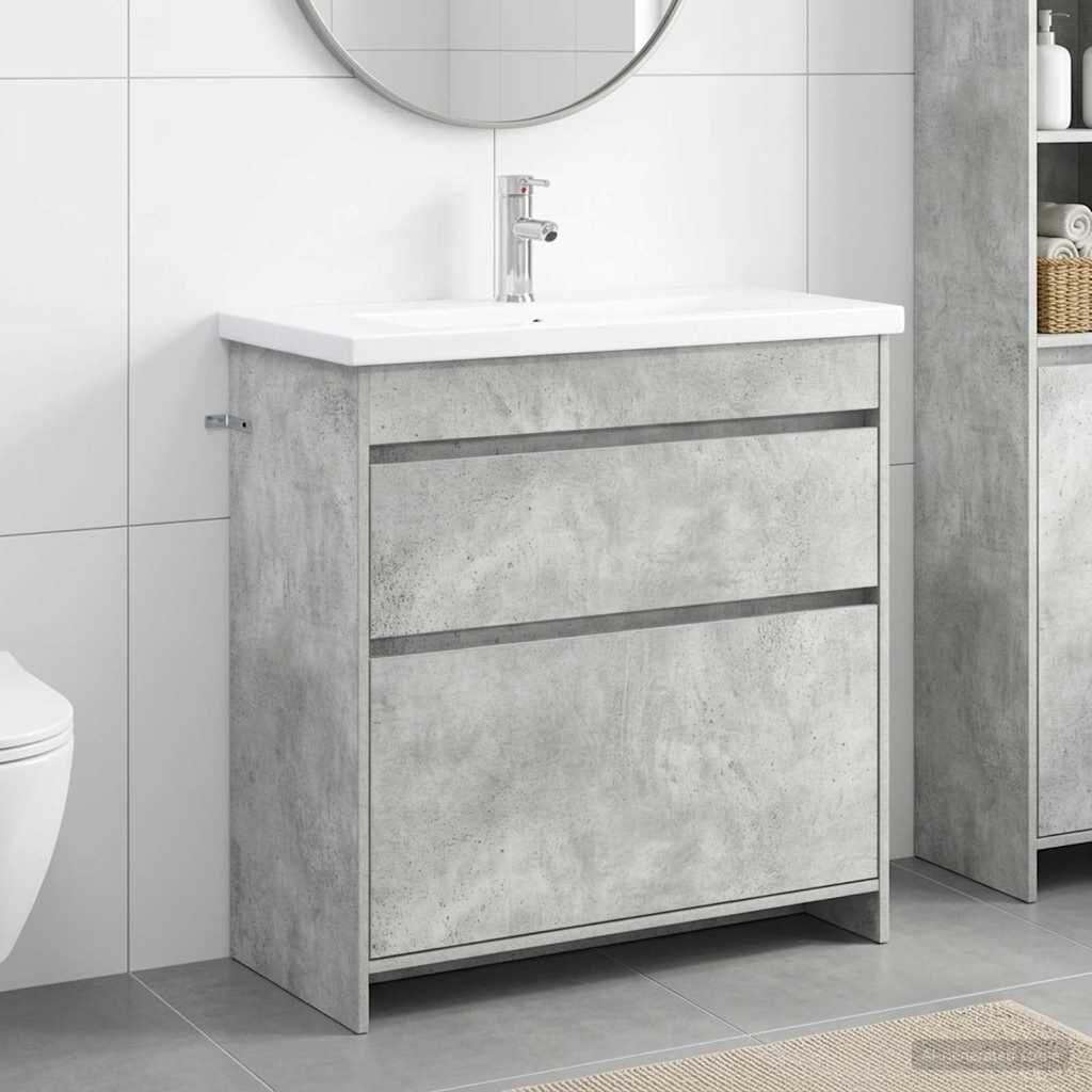 vidaXL Комплект мебели за баня Бетонно сиво 81 x 40 x 845 см