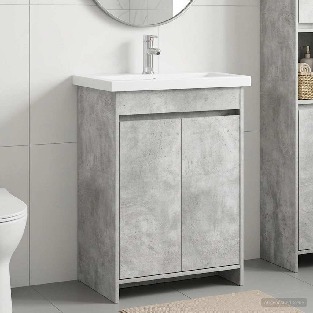 vidaXL Комплект мебели за баня Бетонно сиво 81 x 40 x 845 см