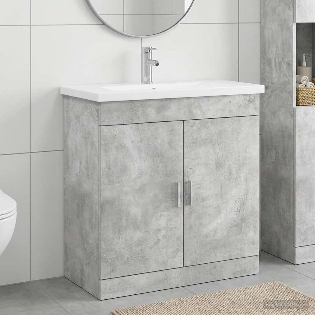 vidaXL Комплект мебели за баня Бетонно сиво 81 x 40 x 845 см