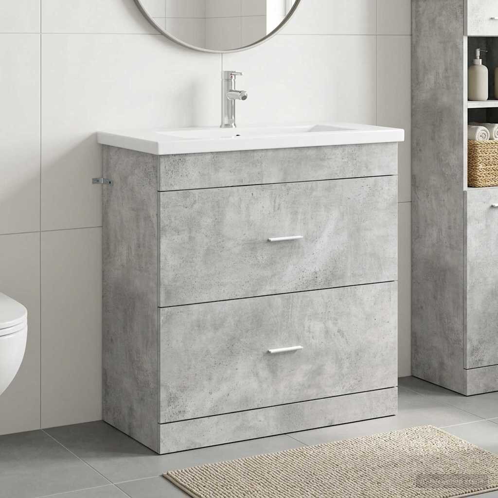 vidaXL Комплект мебели за баня Бетонно сиво 81 x 40 x 845 см