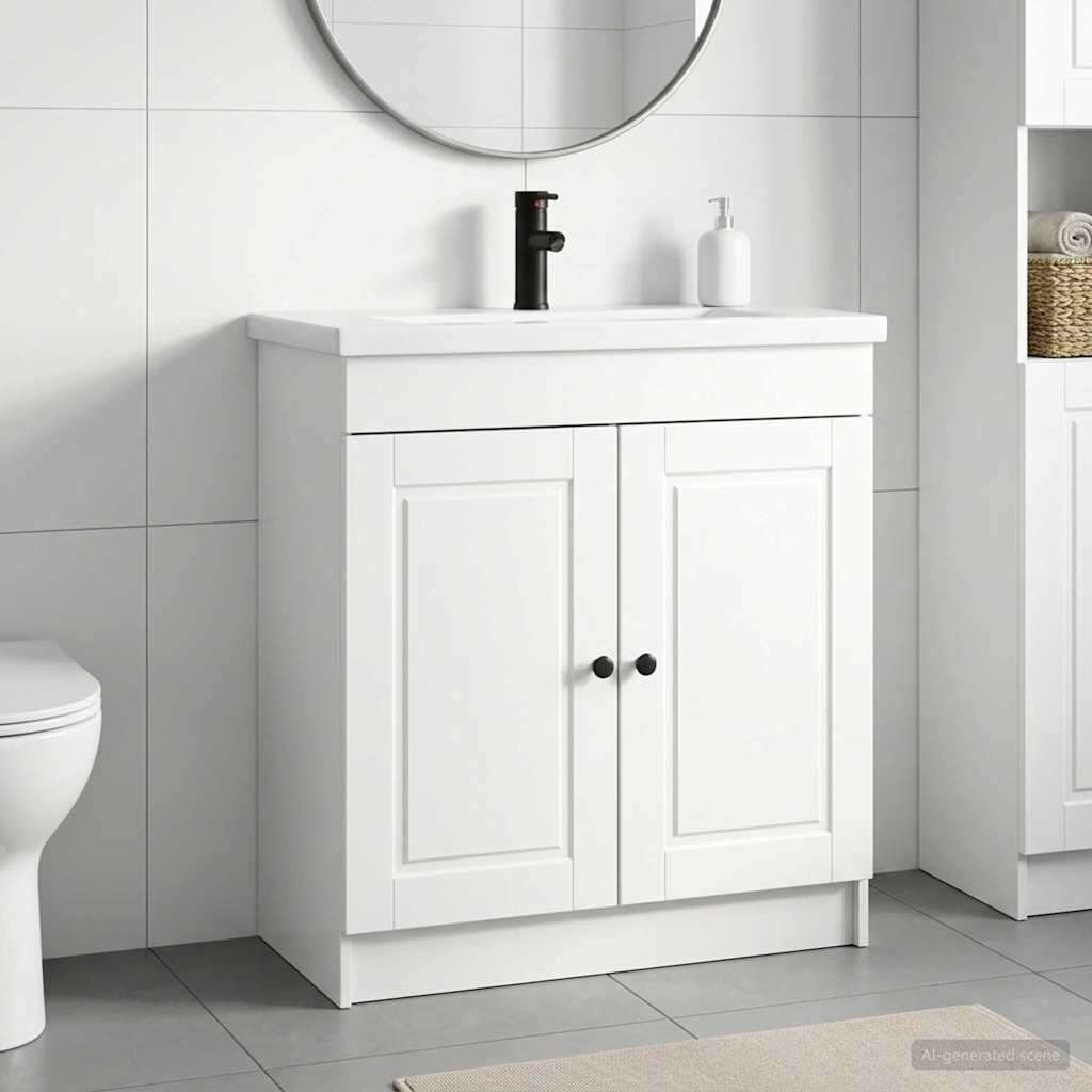 vidaXL Комплект мебели за баня Бял гланц 785 x 375 x 81 см