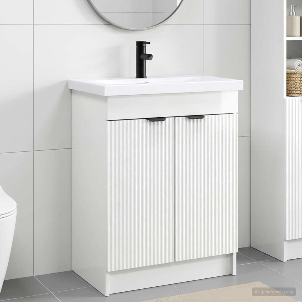 vidaXL Комплект мебели за баня Бял гланц 785 x 375 x 81 см