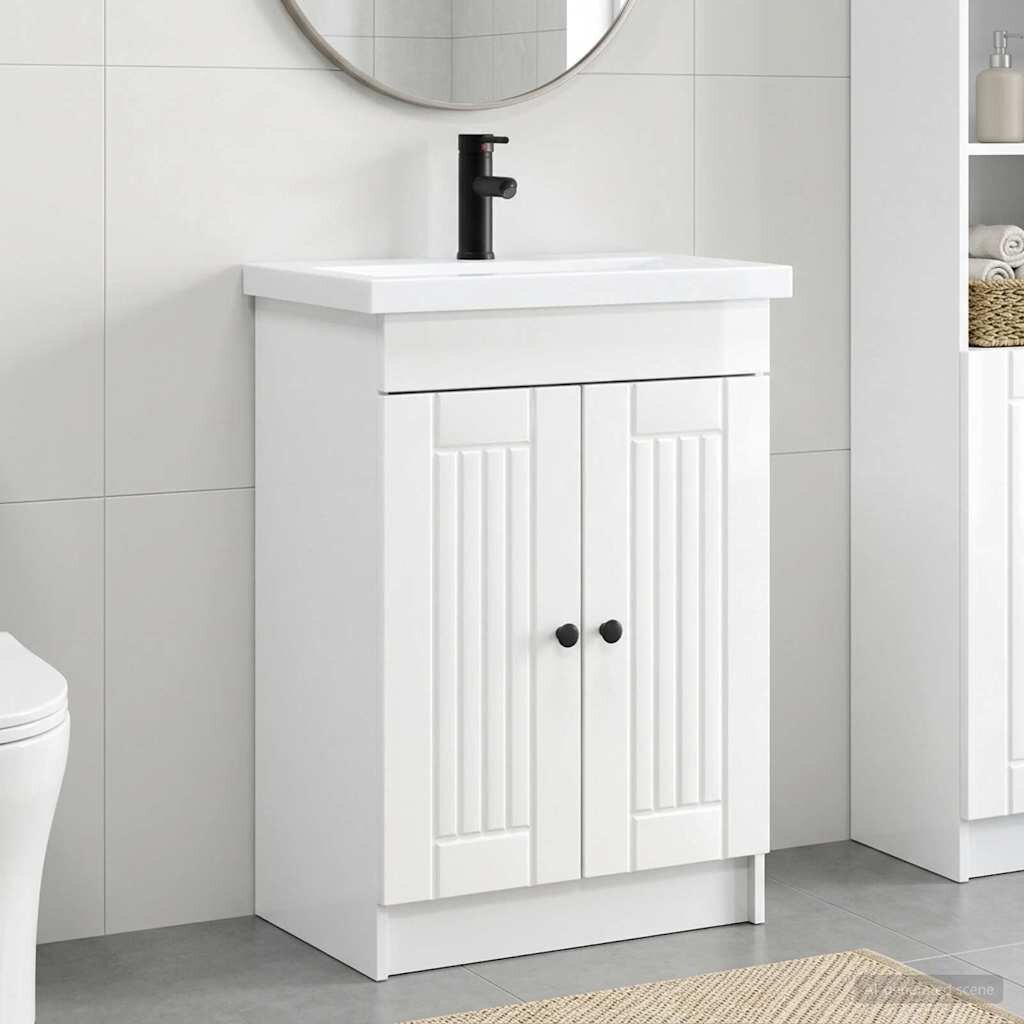 vidaXL Комплект мебели за баня Бял гланц 785 x 375 x 81 см