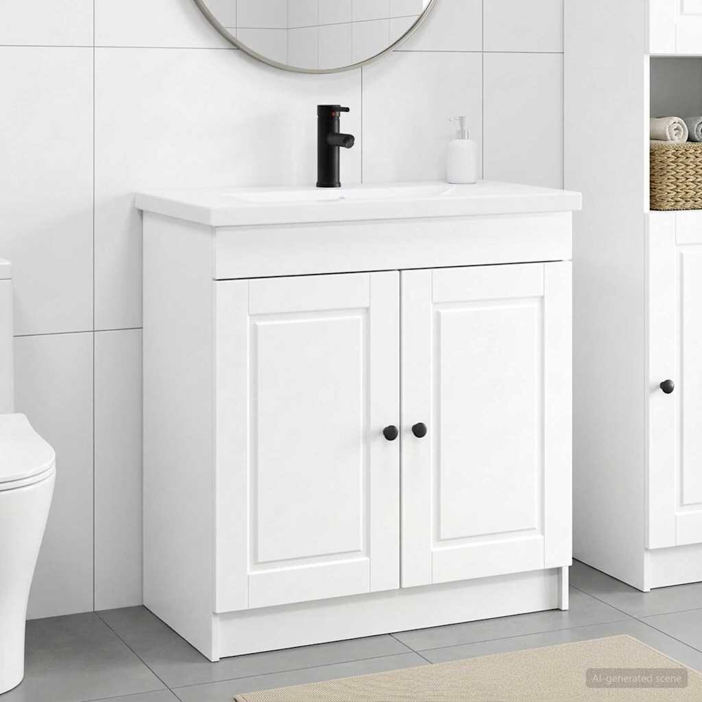 vidaXL Комплект мебели за баня Бяло 56 x 375 x 81 см