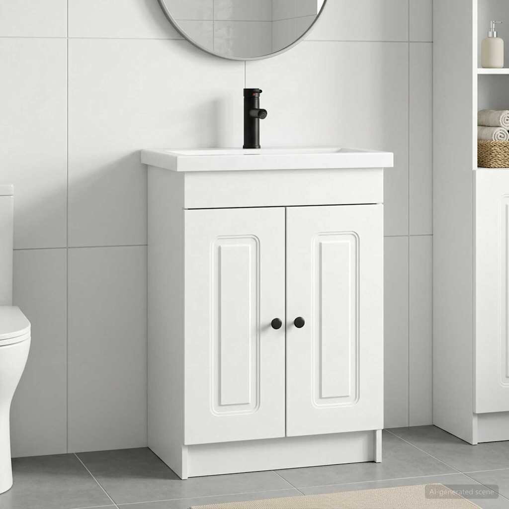 vidaXL Комплект мебели за баня Бяло 56 x 375 x 81 см