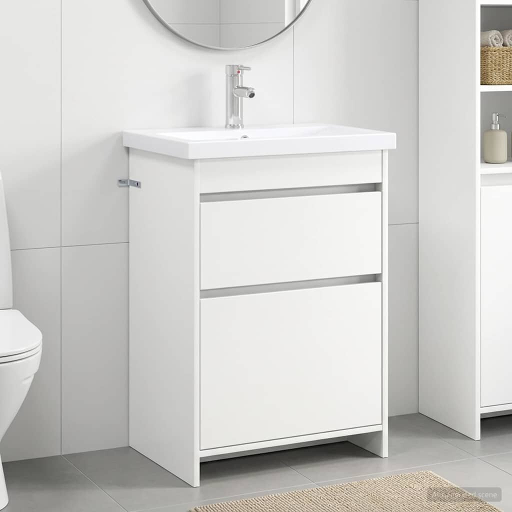 vidaXL Комплект мебели за баня Бяло 61 x 40 x 845 см