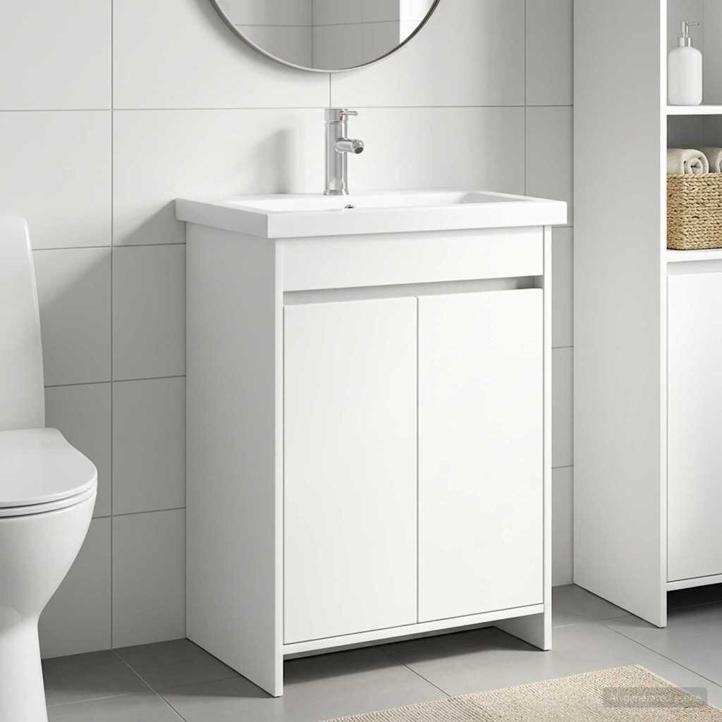 vidaXL Комплект мебели за баня Бяло 61 x 40 x 845 см