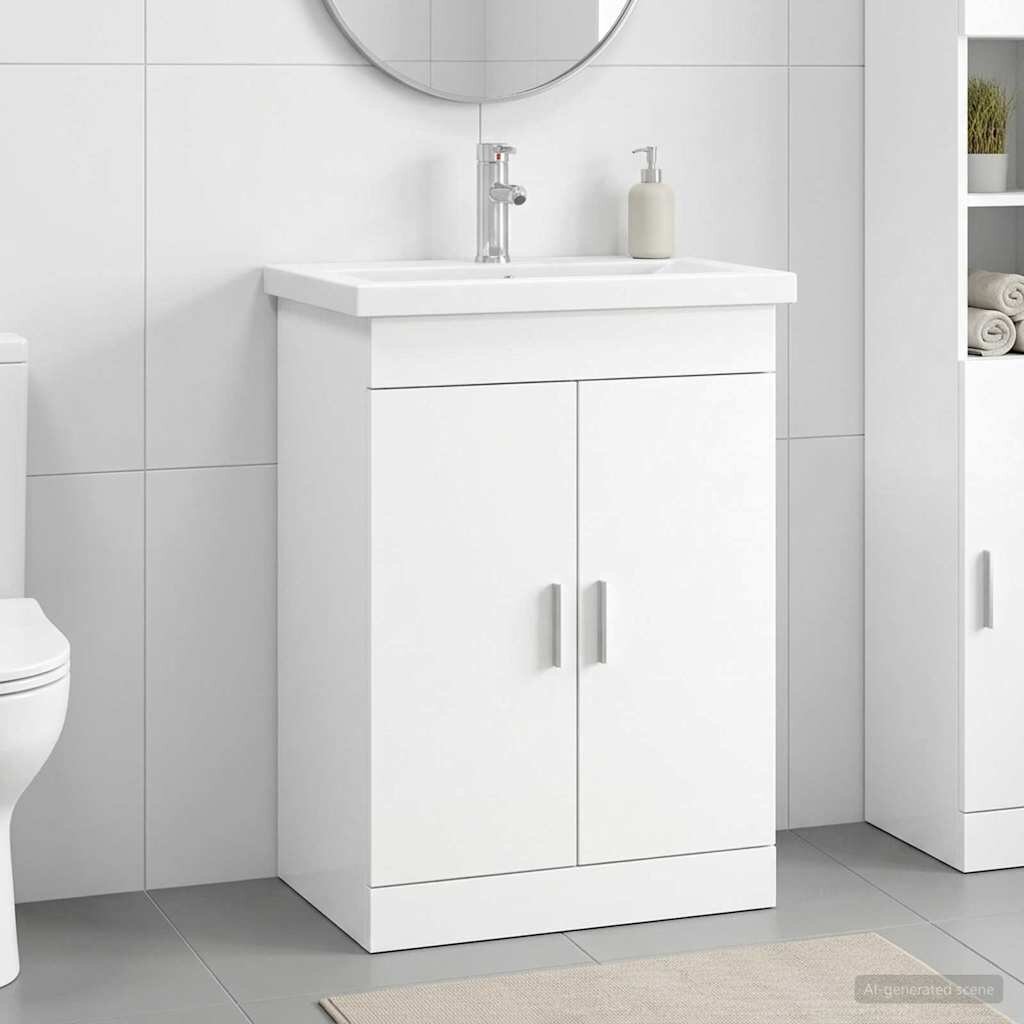 vidaXL Комплект мебели за баня Бяло 61 x 40 x 845 см