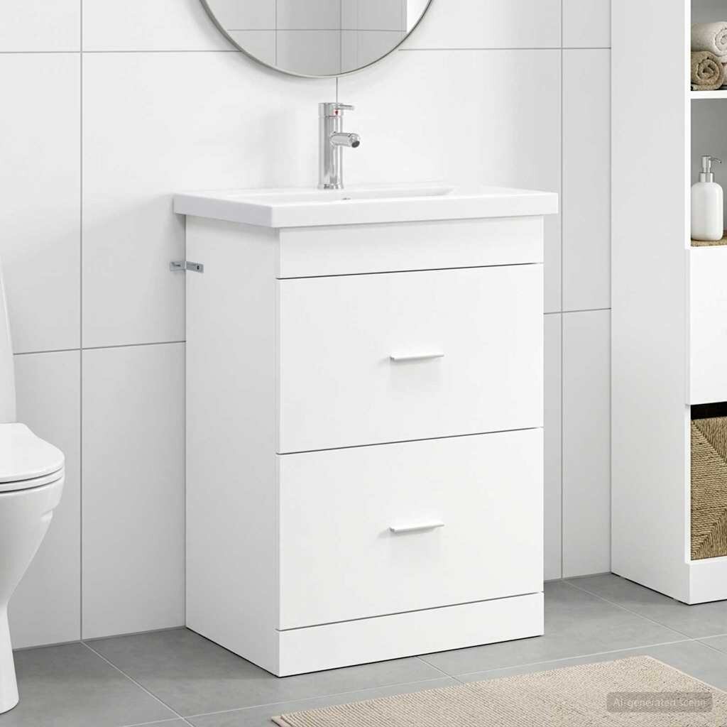 vidaXL Комплект мебели за баня Бяло 61 x 40 x 845 см
