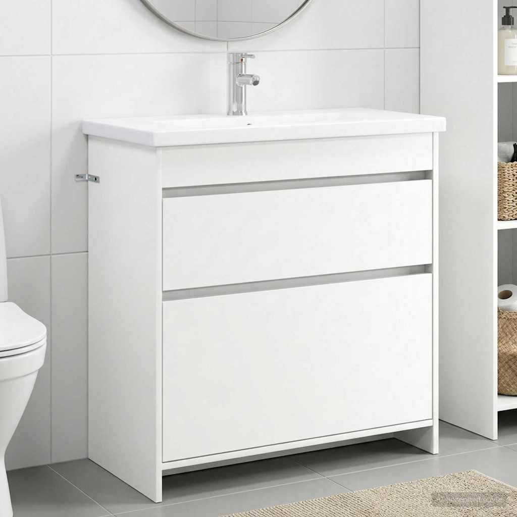 vidaXL Комплект мебели за баня Бяло 81 x 40 x 845 см