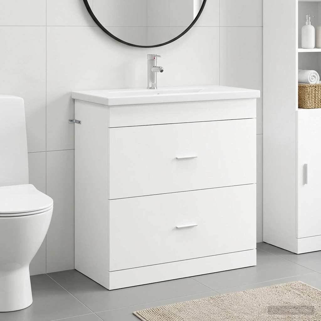vidaXL Комплект мебели за баня Бяло 81 x 40 x 845 см