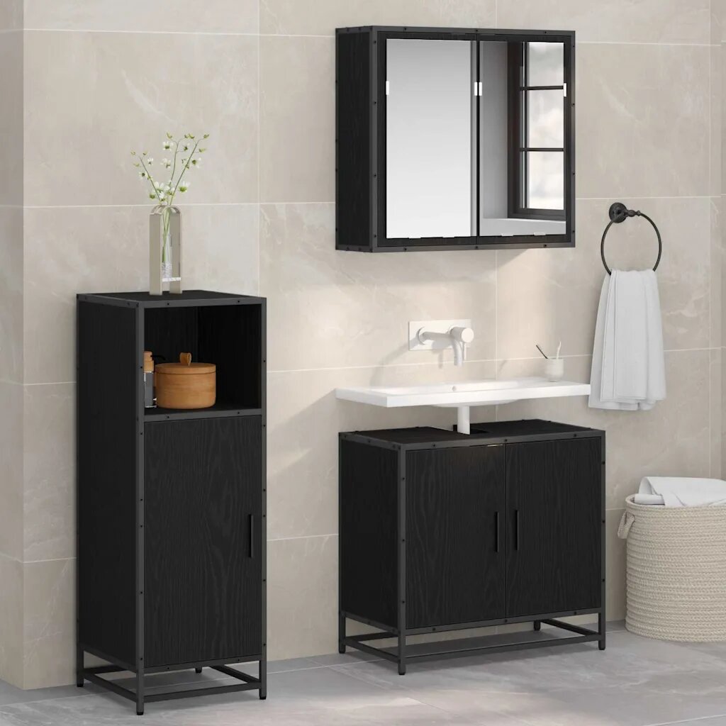 vidaXL Комплект мебели за баня Черния дъб 35 x 375 x 100 см