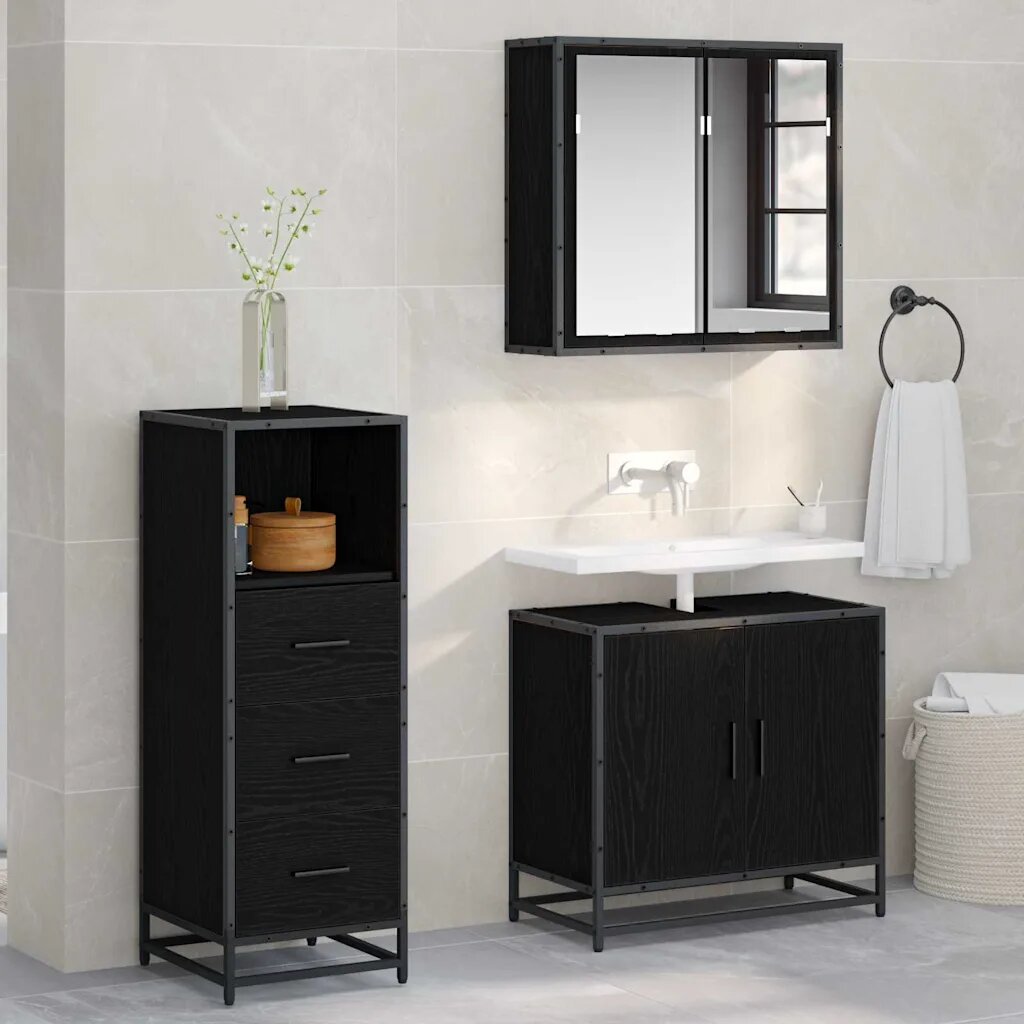 vidaXL Комплект мебели за баня Черния дъб 35 x 375 x 100 см