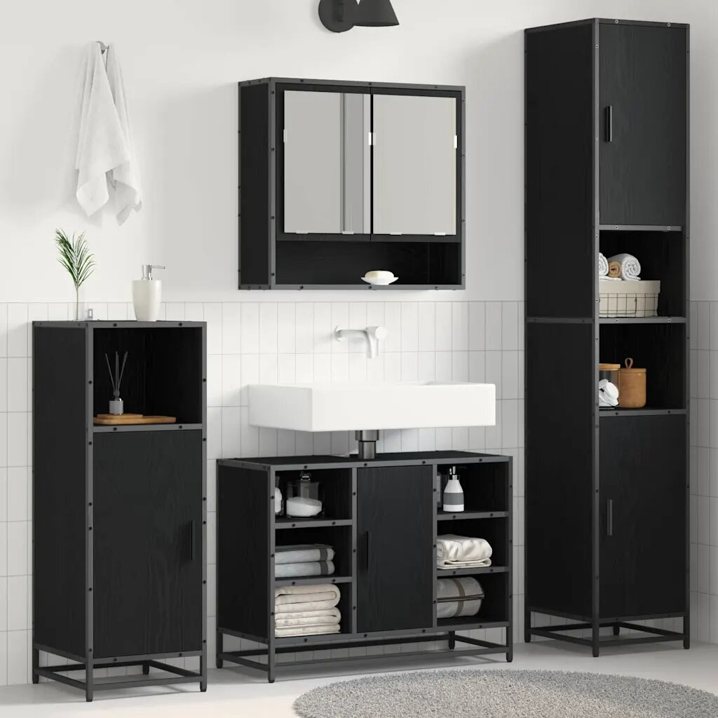 vidaXL Комплект мебели за баня Черния дъб 35 x 375 x 1885 см