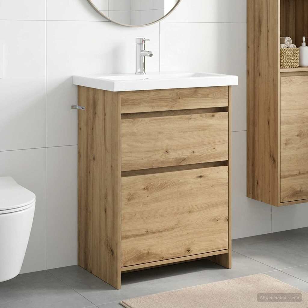 vidaXL Комплект мебели за баня Дъб артизан 61 x 40 x 845 см