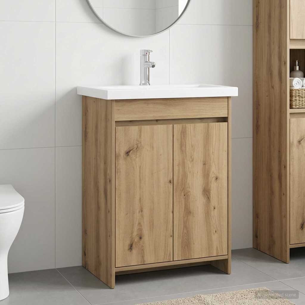 vidaXL Комплект мебели за баня Дъб артизан 61 x 40 x 845 см