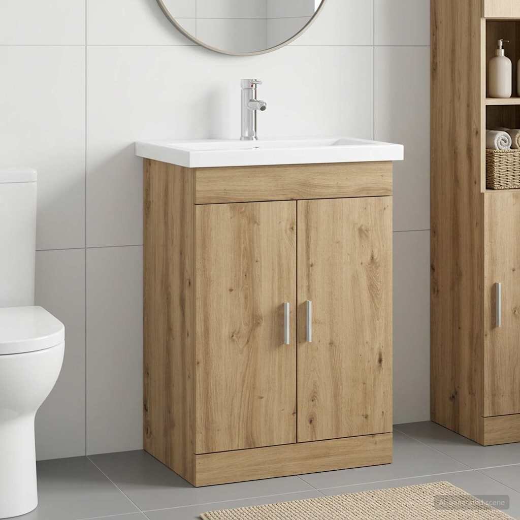 vidaXL Комплект мебели за баня Дъб артизан 61 x 40 x 845 см