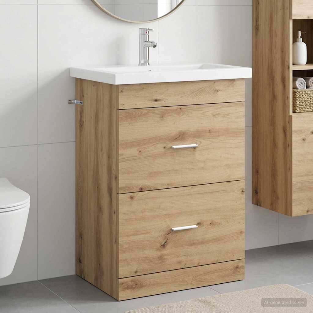 vidaXL Комплект мебели за баня Дъб артизан 61 x 40 x 845 см