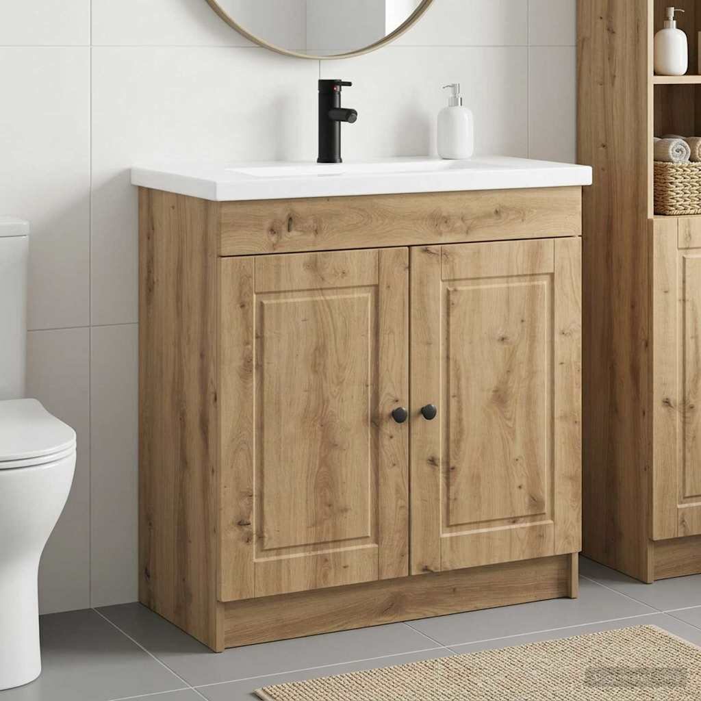 vidaXL Комплект мебели за баня Дъб артизан 785 x 375 x 81 см