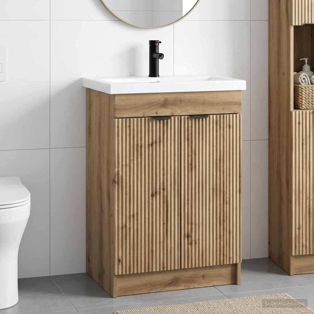 vidaXL Комплект мебели за баня Дъб артизан 785 x 375 x 81 см