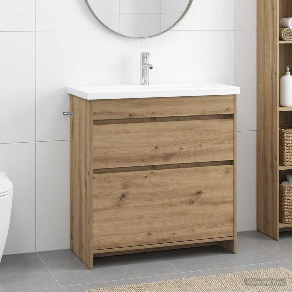 vidaXL Комплект мебели за баня Дъб артизан 81 x 40 x 845 см