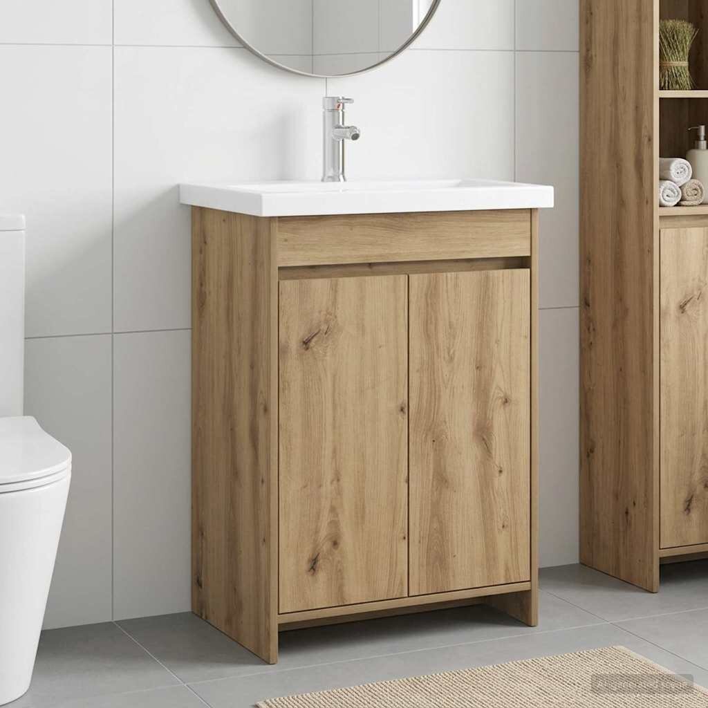 vidaXL Комплект мебели за баня Дъб артизан 81 x 40 x 845 см