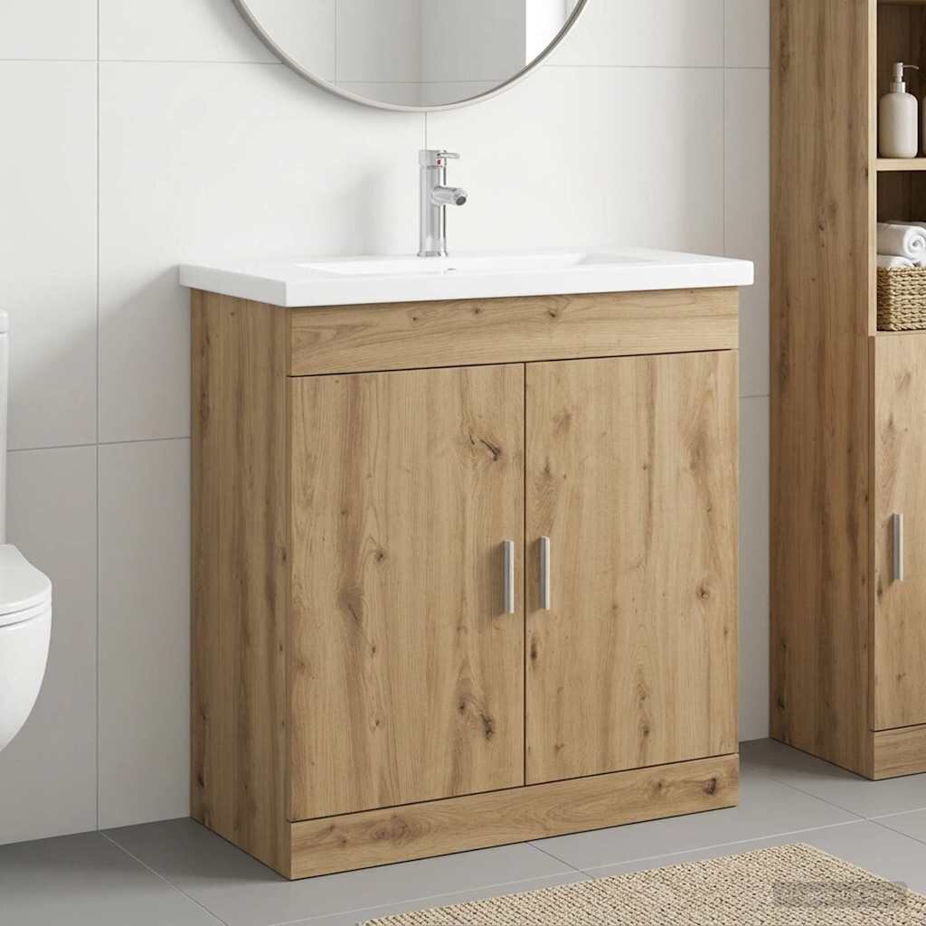 vidaXL Комплект мебели за баня Дъб артизан 81 x 40 x 845 см