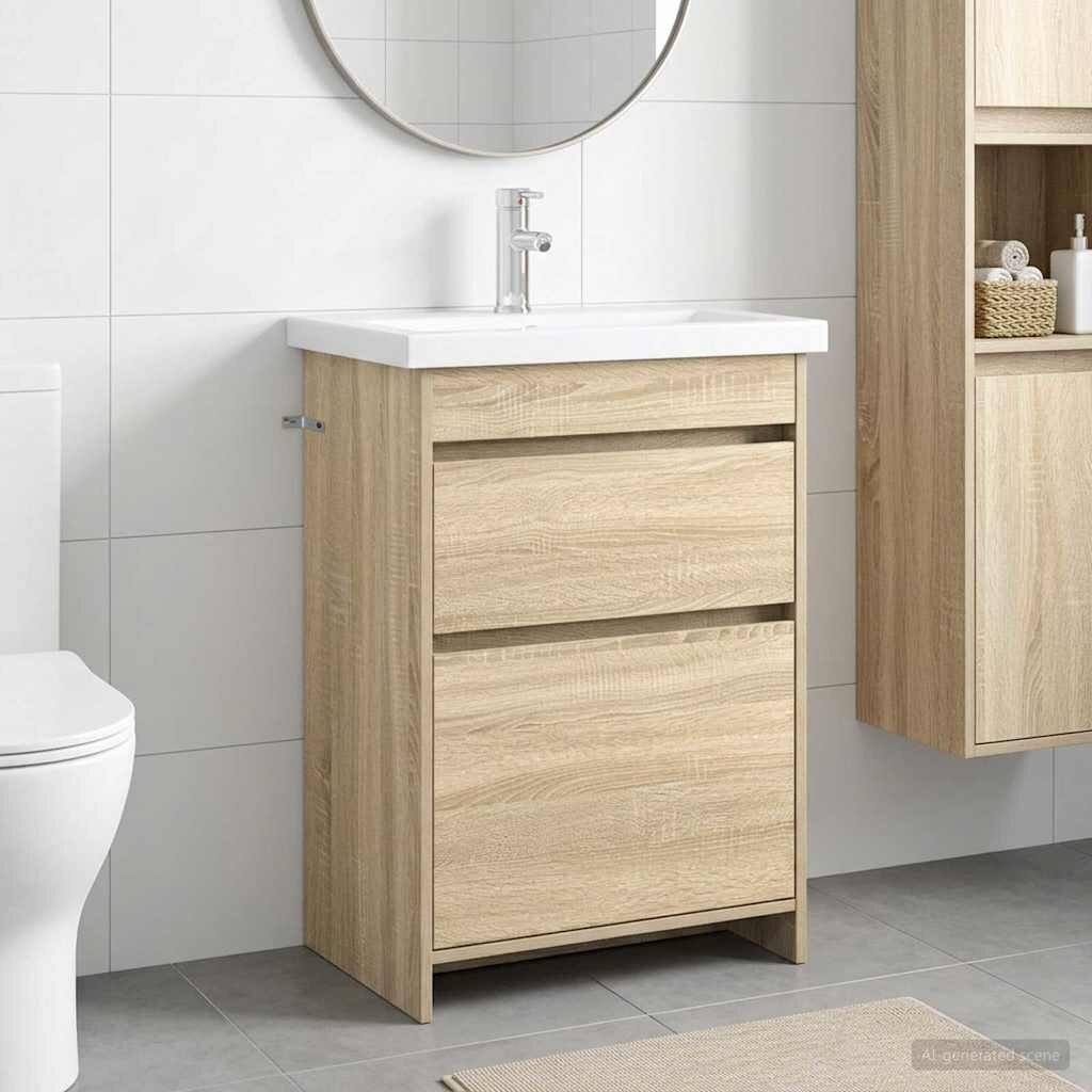 vidaXL Комплект мебели за баня Дъб сонома 61 x 40 x 845 см