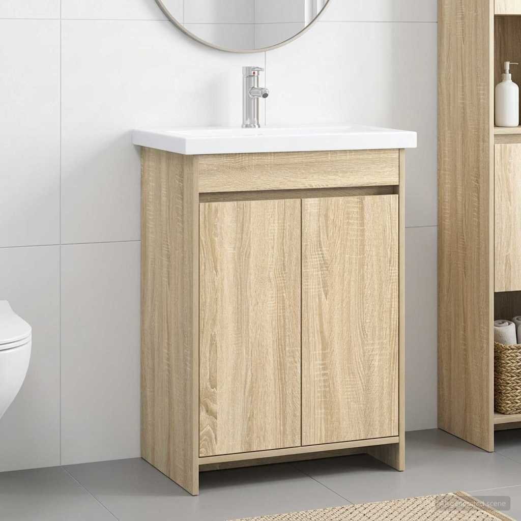 vidaXL Комплект мебели за баня Дъб сонома 61 x 40 x 845 см