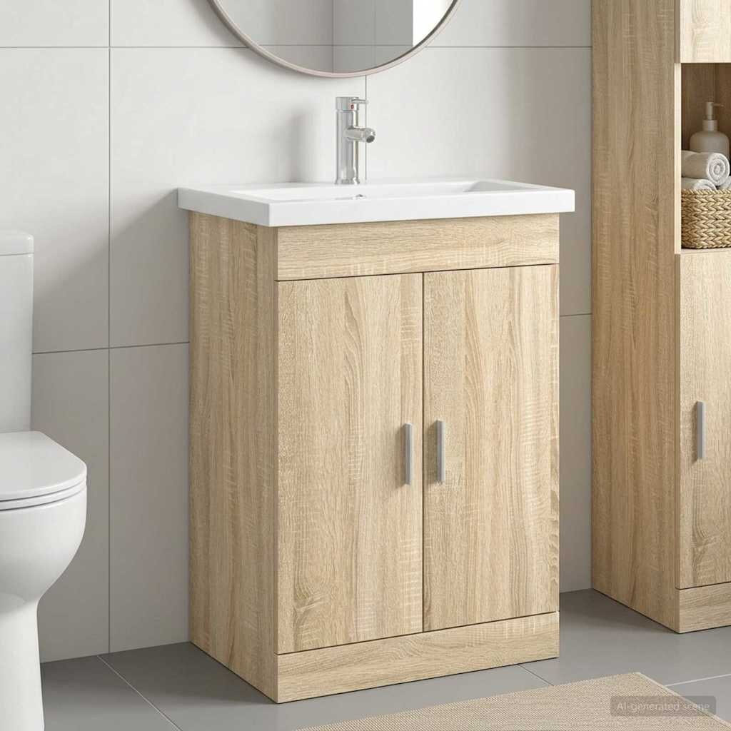 vidaXL Комплект мебели за баня Дъб сонома 61 x 40 x 845 см