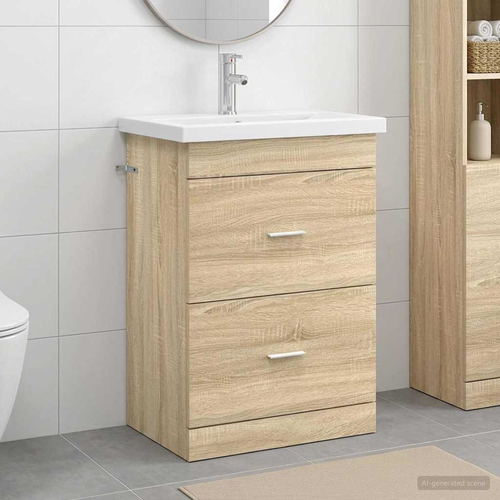 vidaXL Комплект мебели за баня Дъб сонома 61 x 40 x 845 см