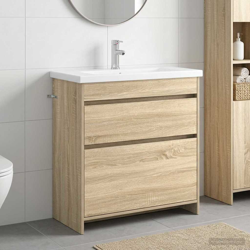 vidaXL Комплект мебели за баня Дъб сонома 81 x 40 x 845 см