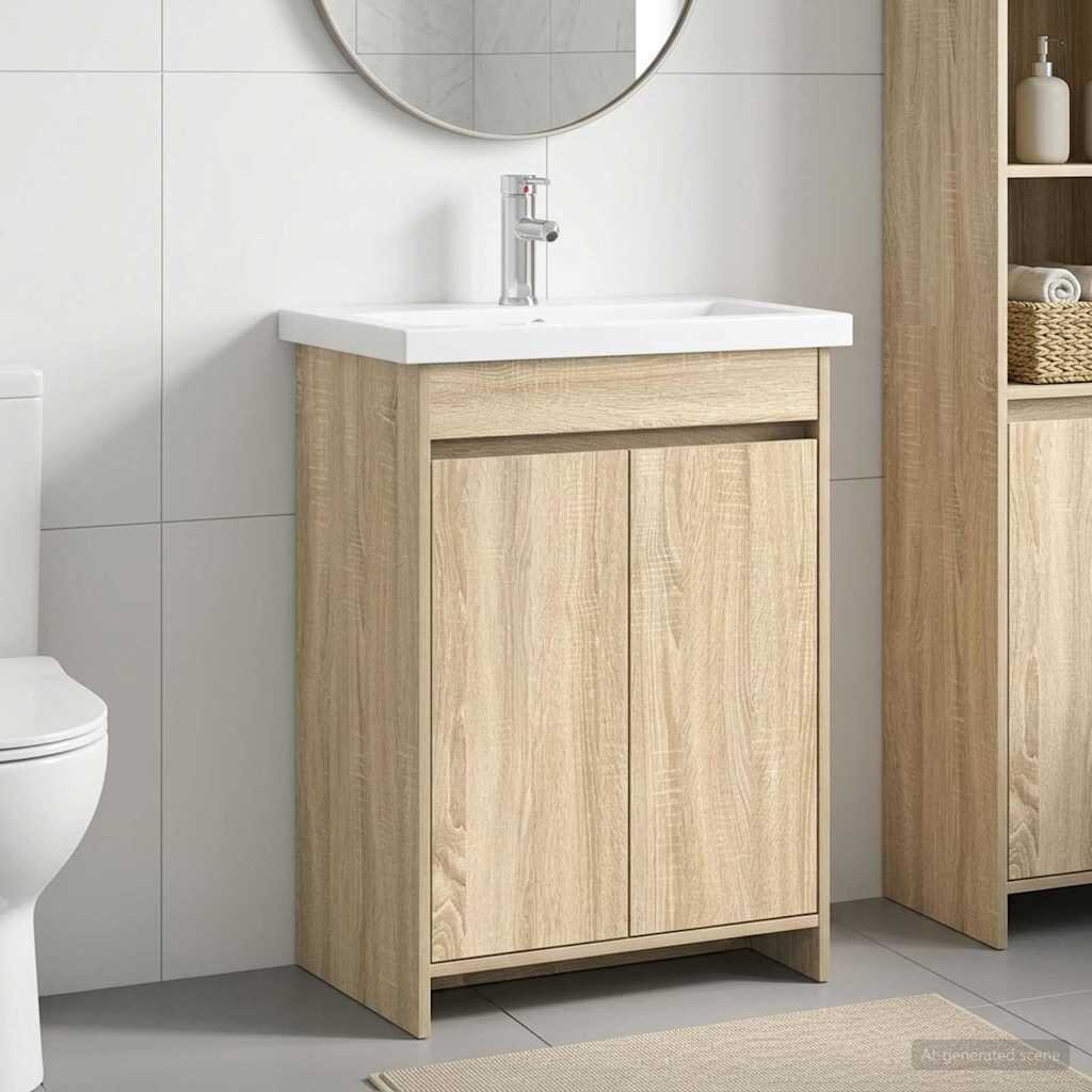 vidaXL Комплект мебели за баня Дъб сонома 81 x 40 x 845 см