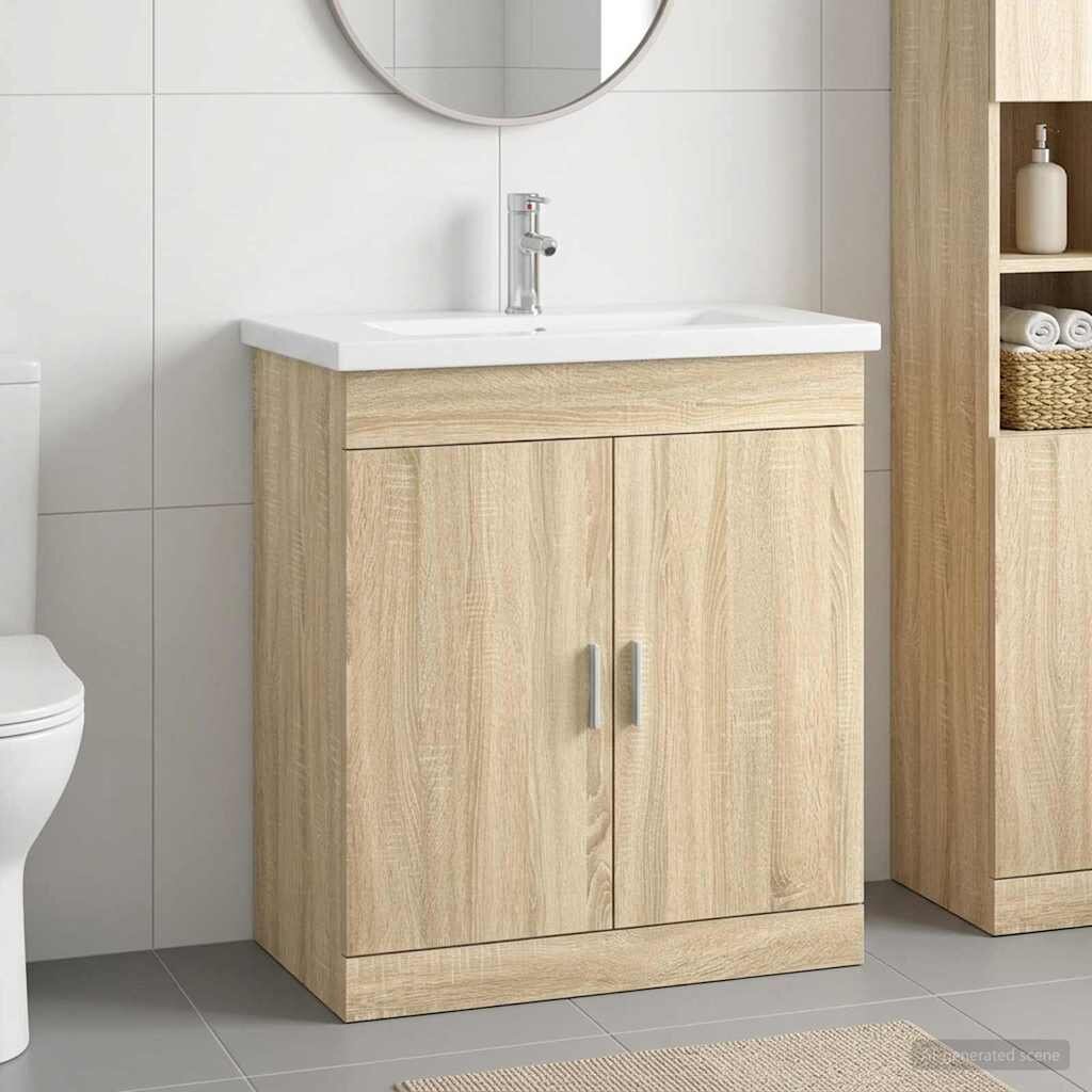 vidaXL Комплект мебели за баня Дъб сонома 81 x 40 x 845 см