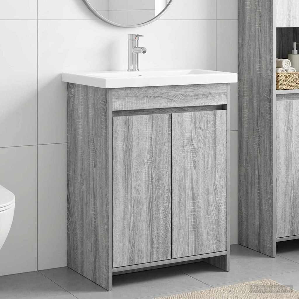 vidaXL Комплект мебели за баня Сив Сонома 61 x 40 x 845 см