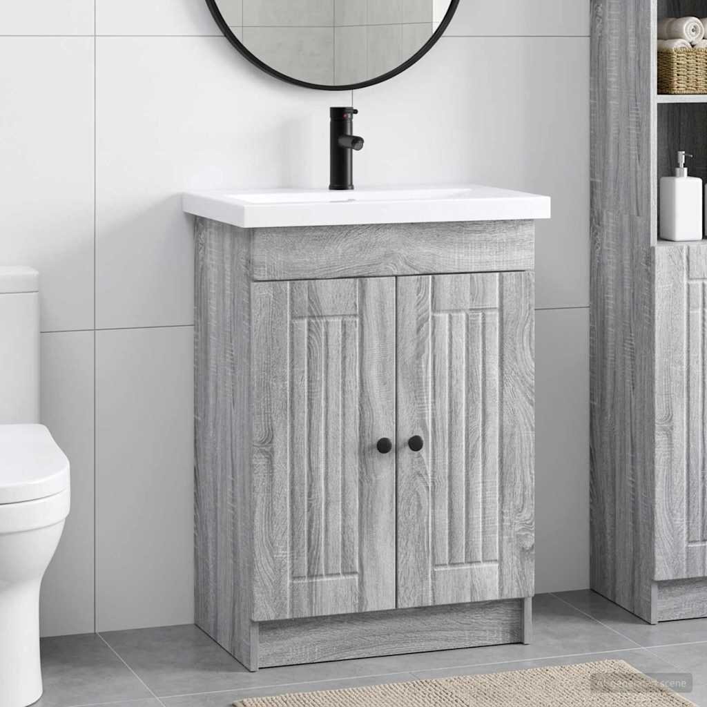 vidaXL Комплект мебели за баня Сив Сонома 785 x 375 x 81 см