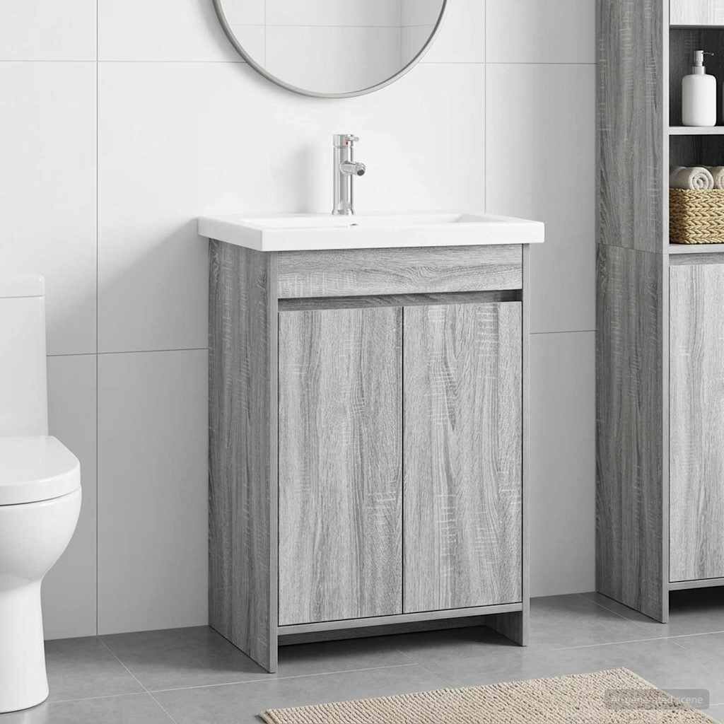 vidaXL Комплект мебели за баня Сив Сонома 81 x 40 x 845 см