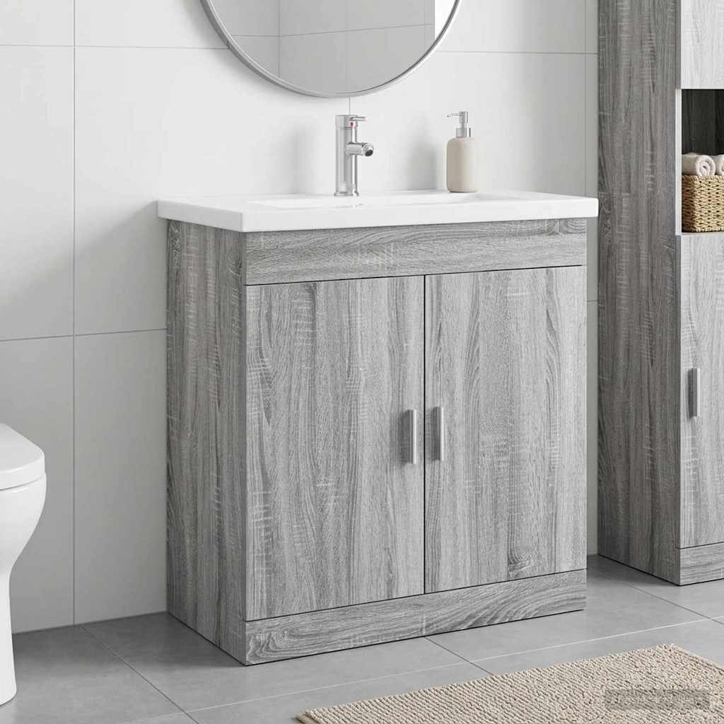 vidaXL Комплект мебели за баня Сив Сонома 81 x 40 x 845 см