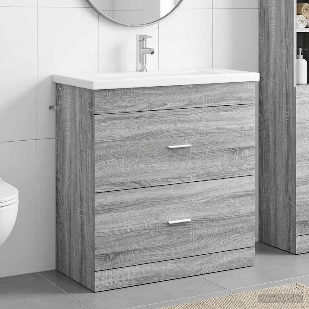 vidaXL Комплект мебели за баня Сив Сонома 81 x 40 x 845 см