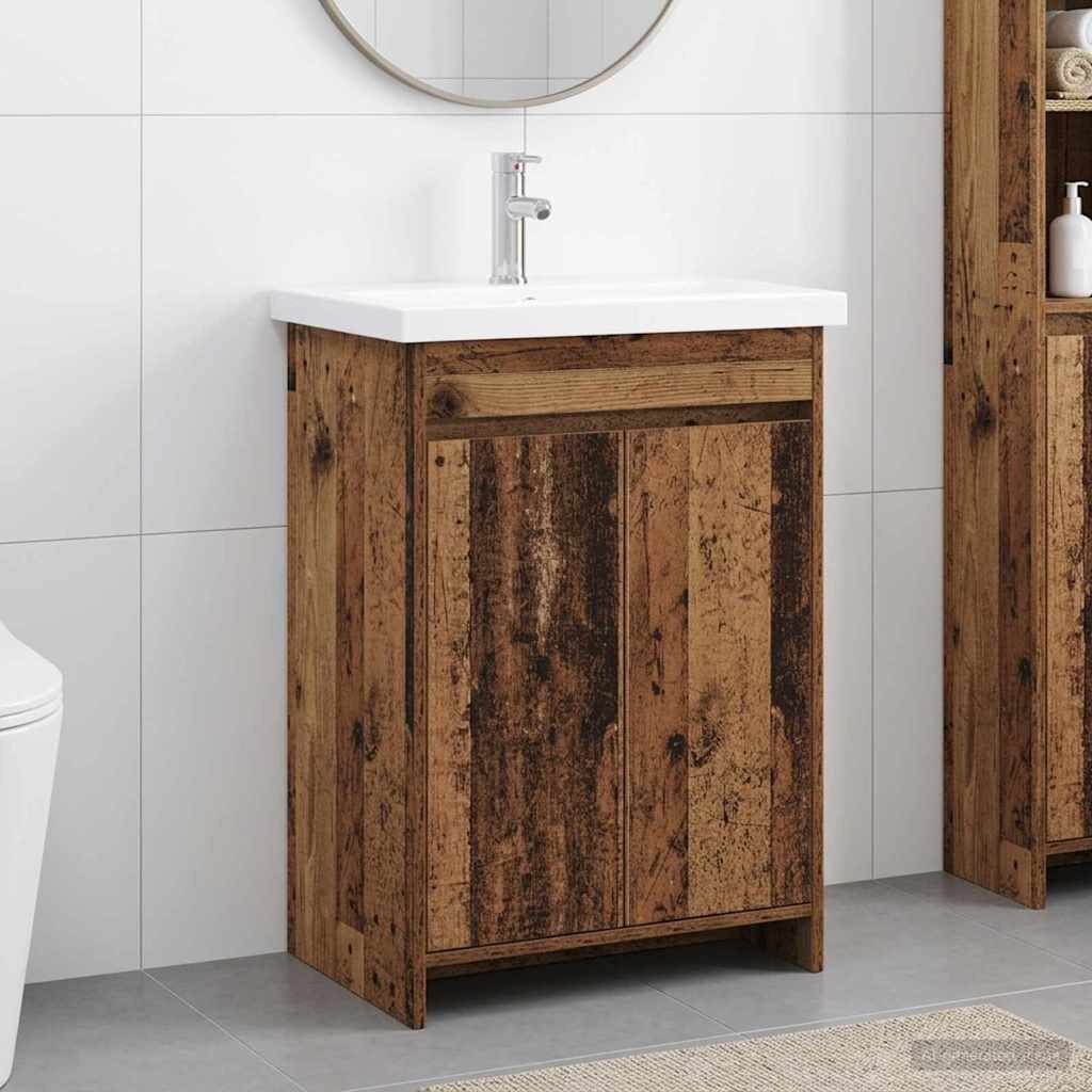 vidaXL Комплект мебели за баня Старо дърво 81 x 40 x 845 см